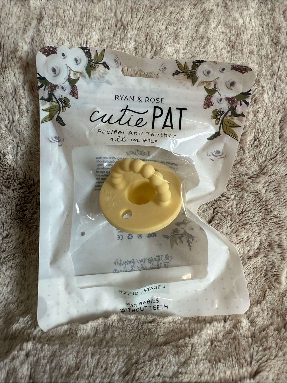 Ryan & Rose Cutie Pat Pacifier - Butter Cream Color